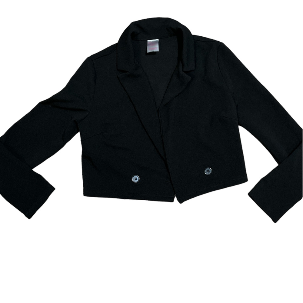 NO BO Brand Cropped Buttoned Blazer Juniors Size Medium Black Gently Used